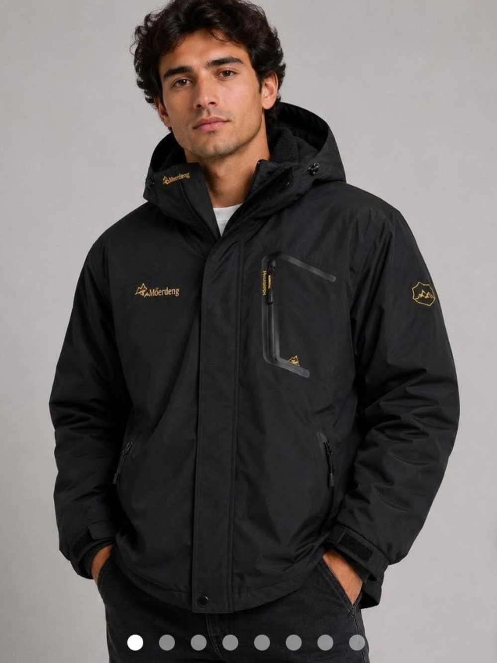 Men's Moerdeng Dark Gray Insulated Hooded Winter Jacket